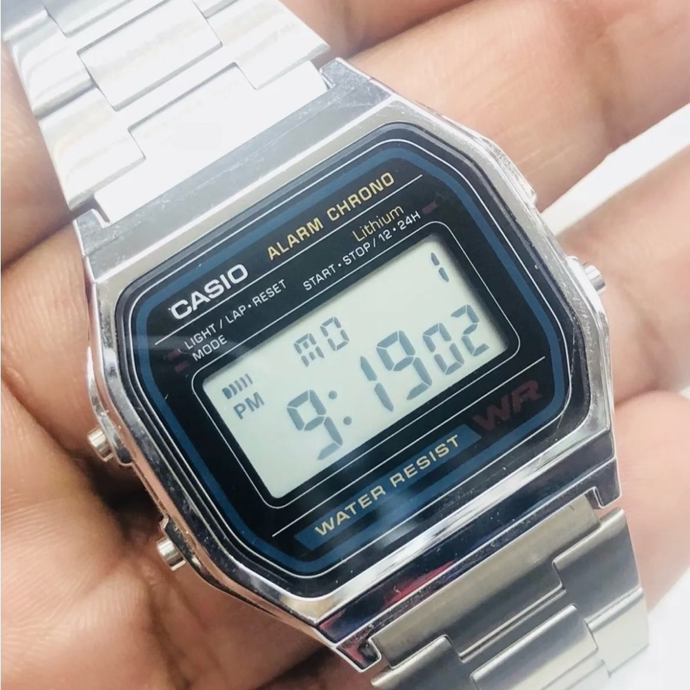 CASIO A158W-1 Unisex Classic Silver Digital A158 Sport Watch WR 30M